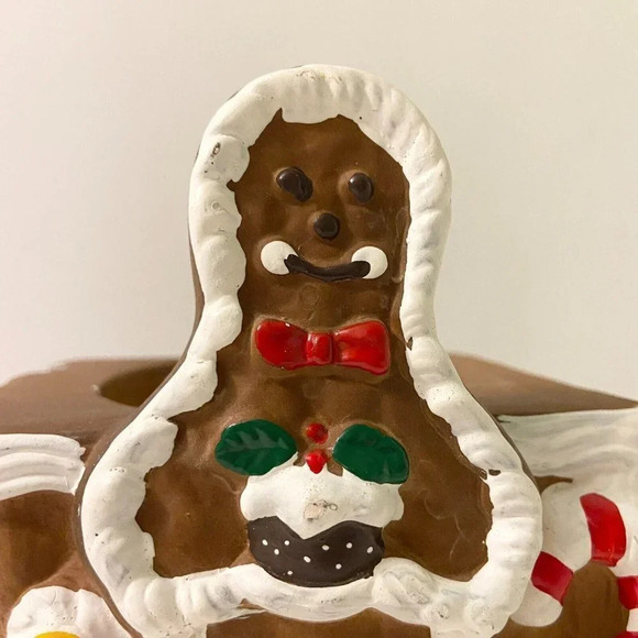 Vintage 1990  Holland Floral Planter Gingerbread Man House Candycane Taiwan - Picture 2 of 14